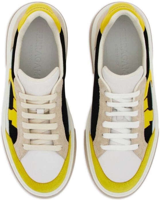 Ferragamo Gancini-insert leather sneakers Yellow