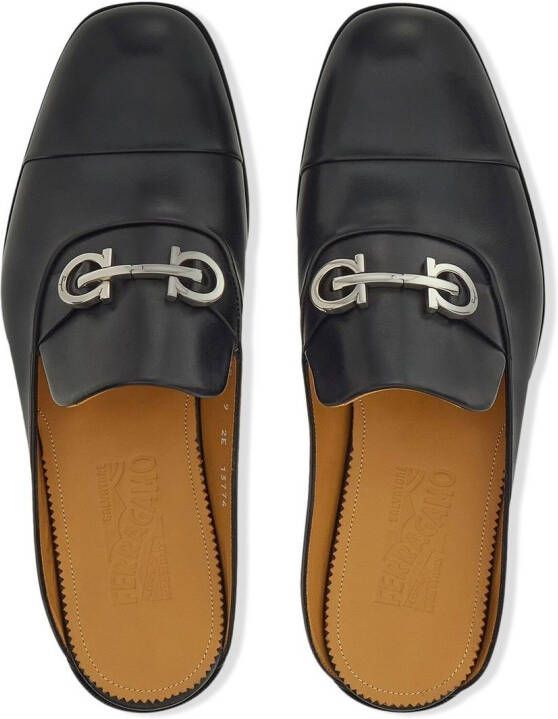 Ferragamo Gancini leather backless loafers Black