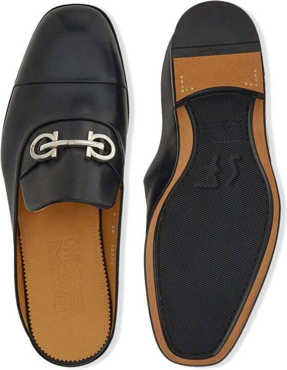 Ferragamo Gancini leather backless loafers Black