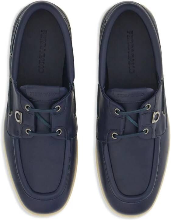 Ferragamo Gancini leather boat shoes Blue