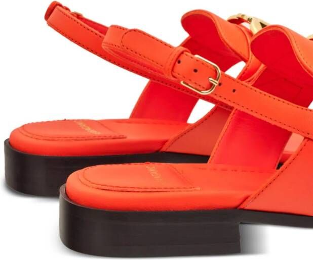 Ferragamo Gancini leather flat sandals Orange