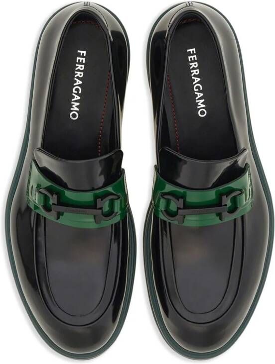 Ferragamo Gancini leather loafers Black