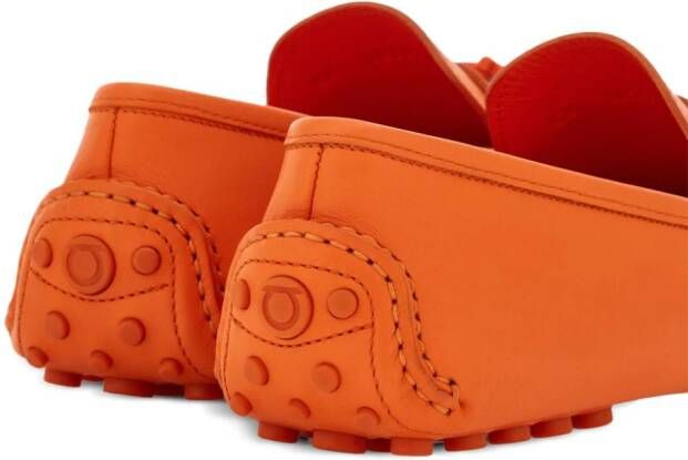 Ferragamo Gancini leather loafers Orange