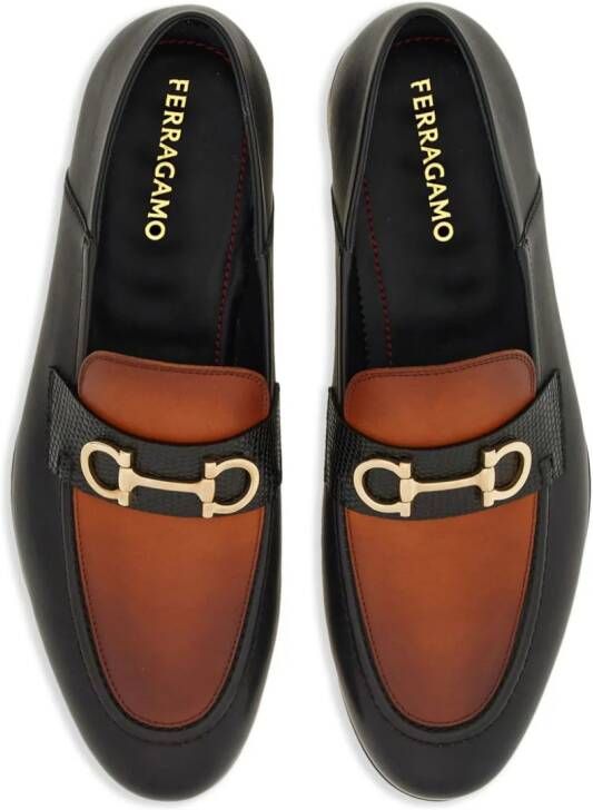 Ferragamo Gancini leather moccasins Black