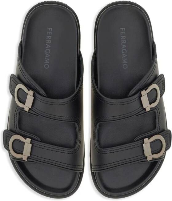 Ferragamo Gancini leather sandals Black