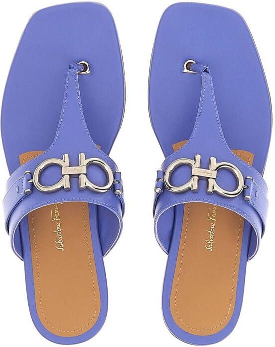 Ferragamo Gancini leather flat sandals Blue
