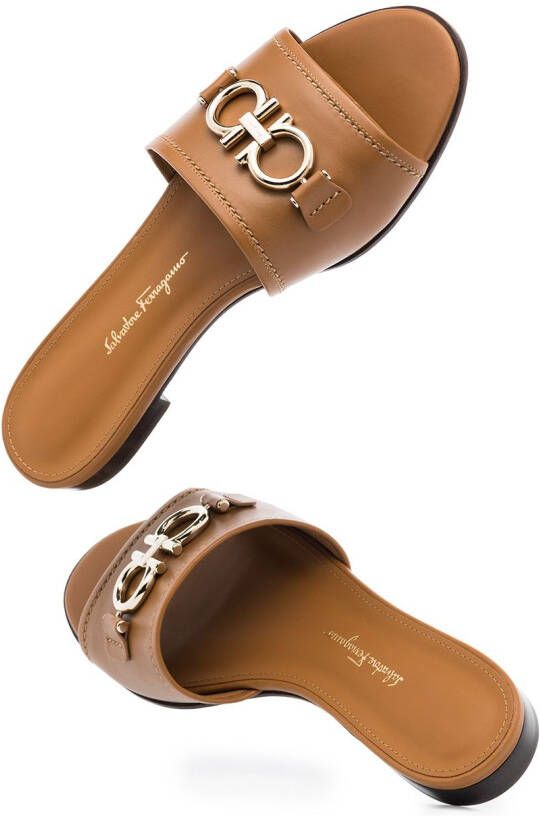 Ferragamo Gancini leather sandals Brown