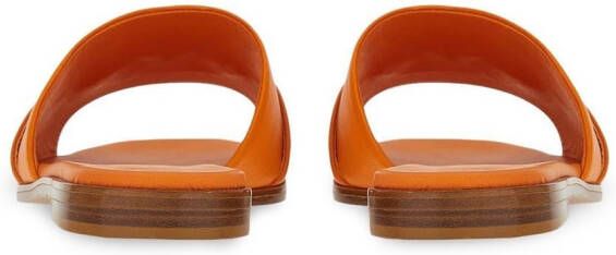 Ferragamo Gancini leather slide sandals Orange