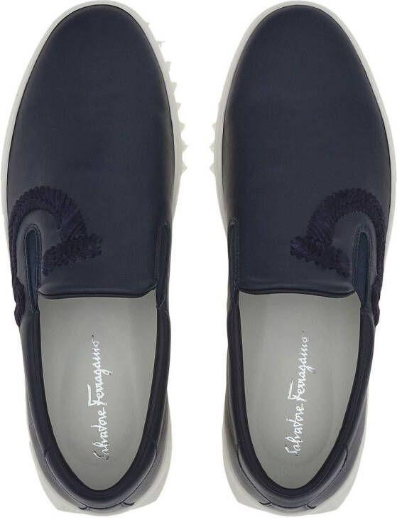 Ferragamo Gancini leather slip-on sneakers Blue