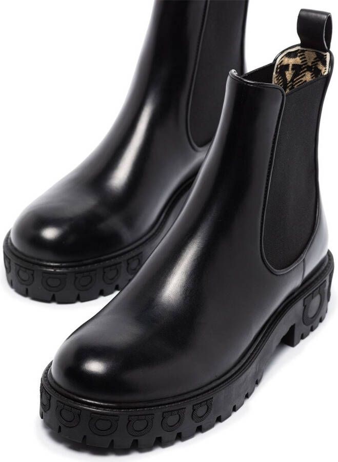 Ferragamo Gancini logo detail Chelsea boots Black