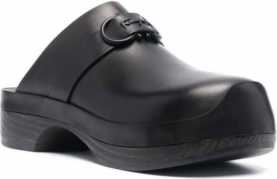 Ferragamo Gancini ornament clogs Black