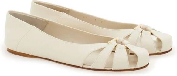 Ferragamo Gancini ornament flat ballerina shoes White