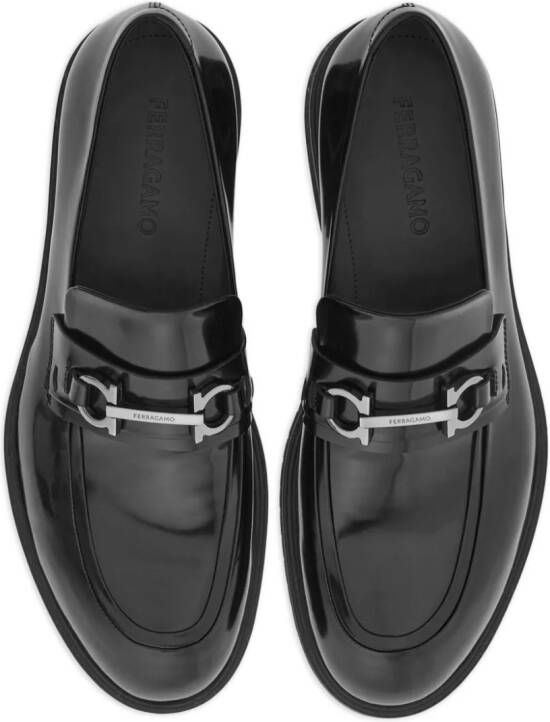 Ferragamo Gancini-ornament leather loafers Black
