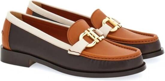 Ferragamo Gancini-ornament leather loafers Brown