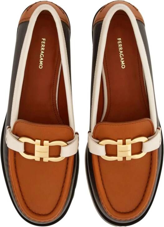 Ferragamo Gancini-ornament leather loafers Brown