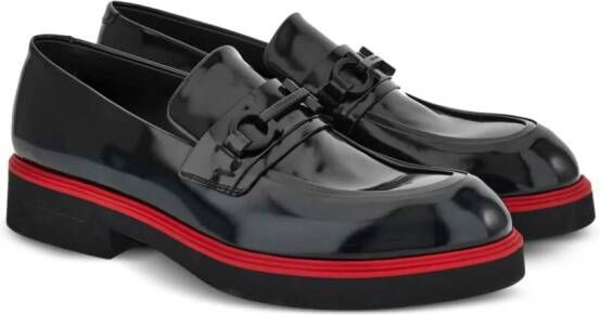 Ferragamo Gancini-ornament leather mocassins Black