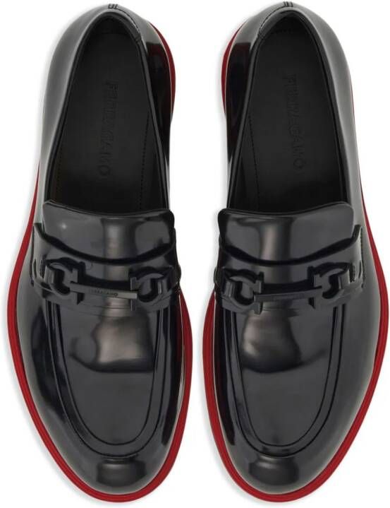 Ferragamo Gancini-ornament leather mocassins Black