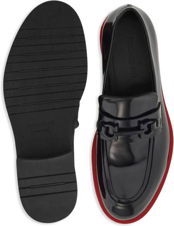 Ferragamo Gancini-ornament leather mocassins Black