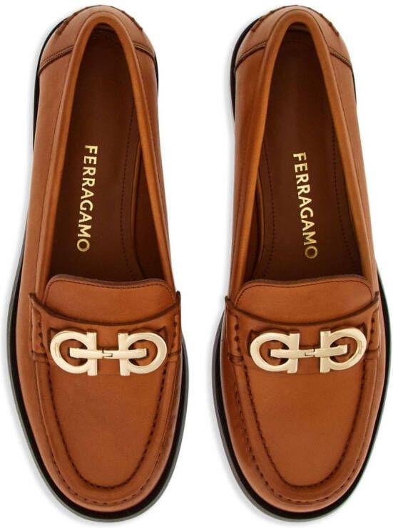 Ferragamo Gancini-ornament leather mocassins Brown