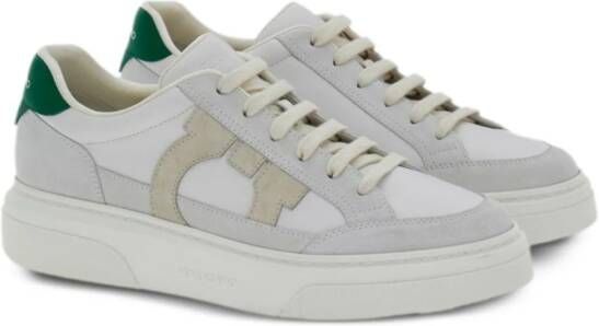 Ferragamo Gancini-patch calfskin sneakers White