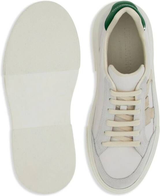 Ferragamo Gancini-patch calfskin sneakers White