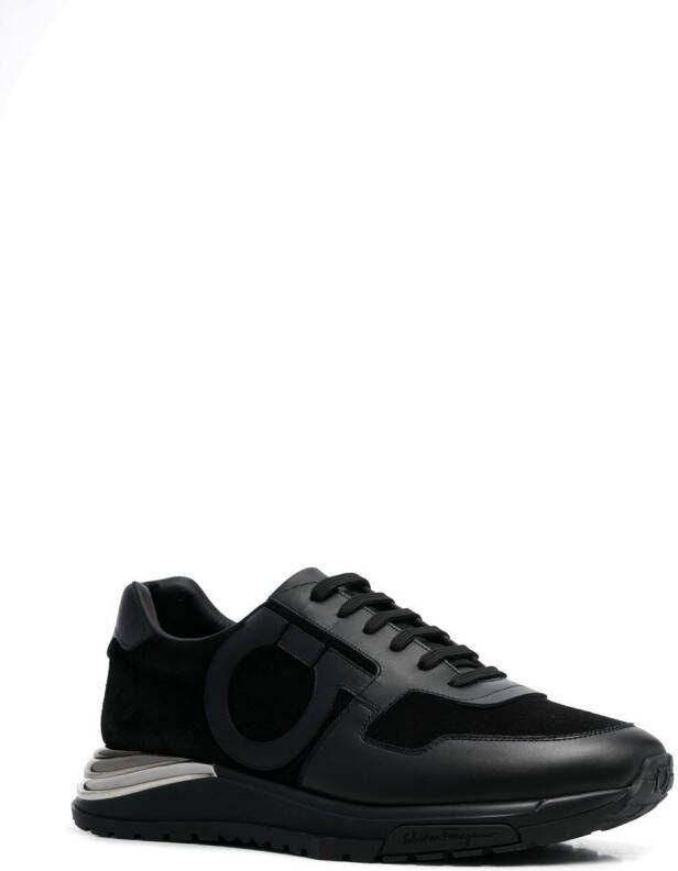 Ferragamo Gancini-patch lace-up sneakers Black