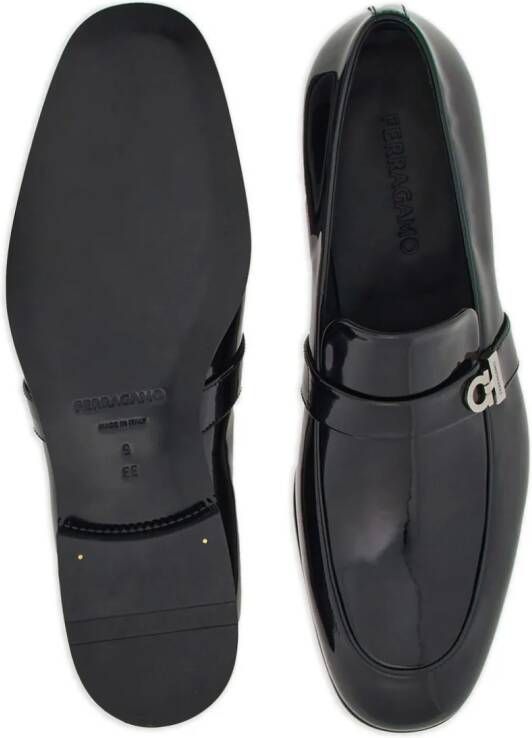 Ferragamo Gancini patent-leather loafers Black