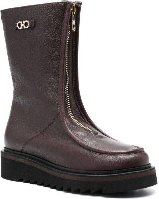 Ferragamo Gancini plaque ankle boots Brown