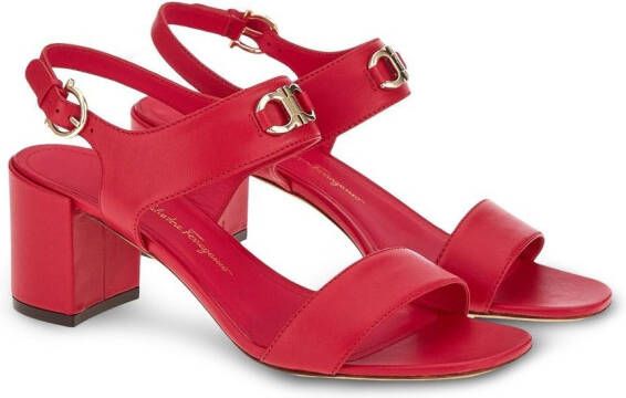 Ferragamo Gancini-plaque block-heel sandals Red