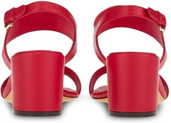 Ferragamo Gancini-plaque block-heel sandals Red
