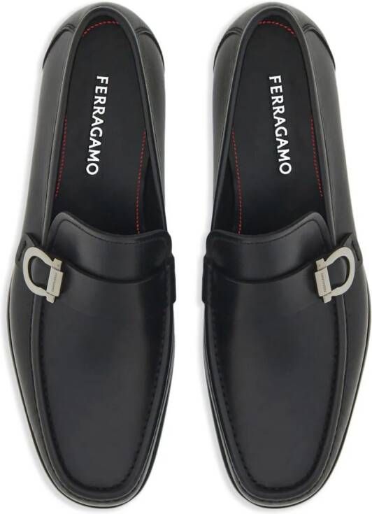 Ferragamo Gancini-plaque leather loafers Black