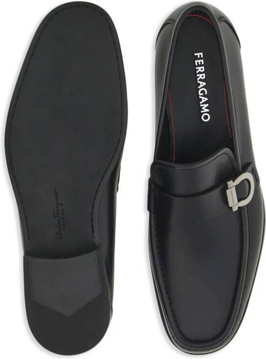 Ferragamo Gancini-plaque leather loafers Black