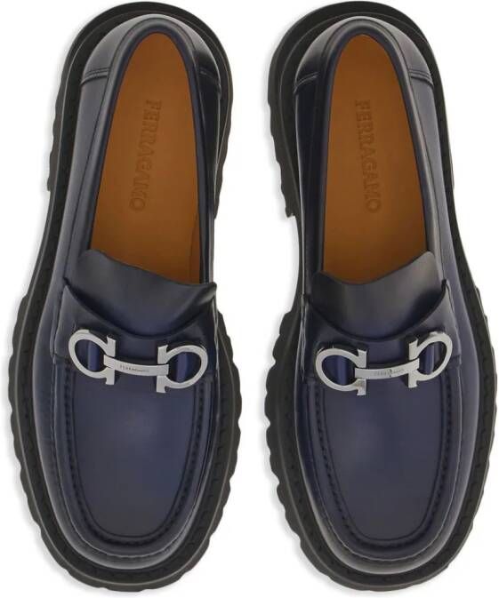 Ferragamo Gancini-plaque leather loafers Blue