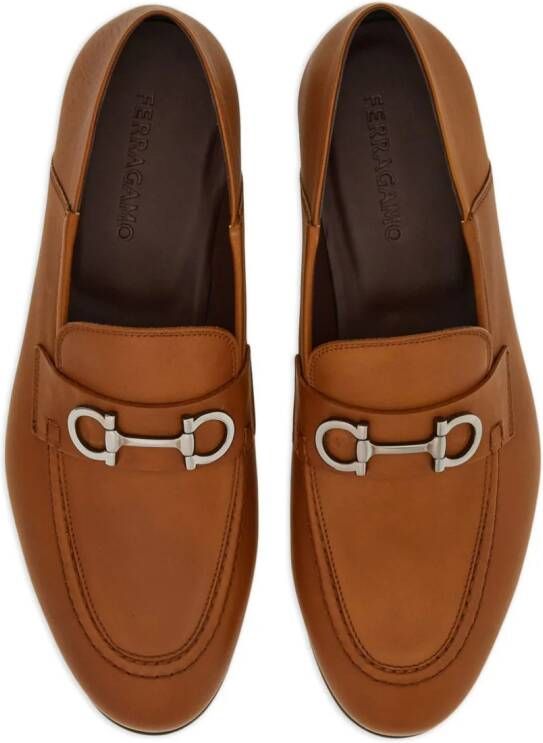 Ferragamo Gancini-plaque leather loafers Brown