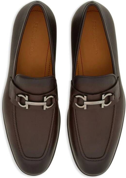 Ferragamo Gancini-plaque leather loafers Brown