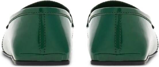 Ferragamo Gancini-plaque leather loafers Green
