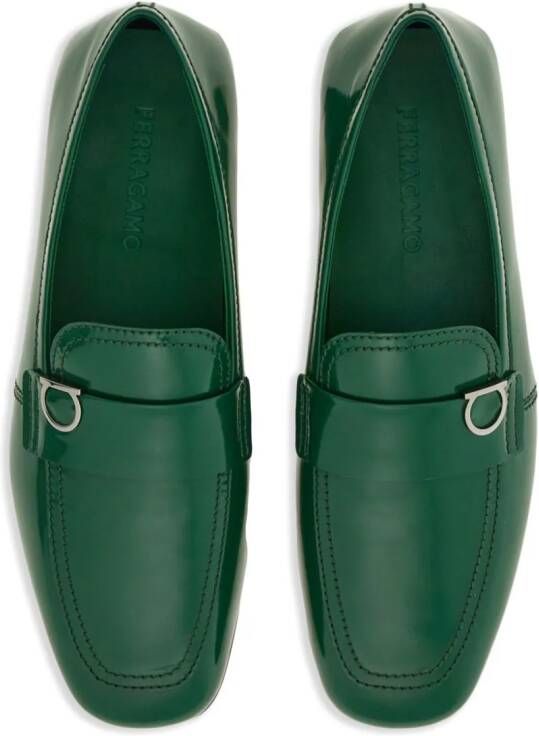Ferragamo Gancini-plaque leather loafers Green