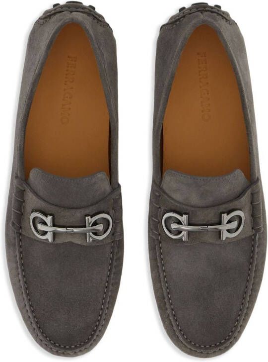 Ferragamo Gancini-plaque leather loafers Grey