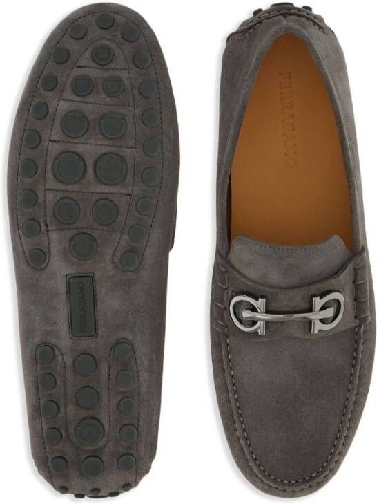 Ferragamo Gancini-plaque leather loafers Grey