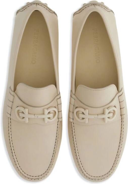 Ferragamo Gancini-plaque leather loafers Neutrals