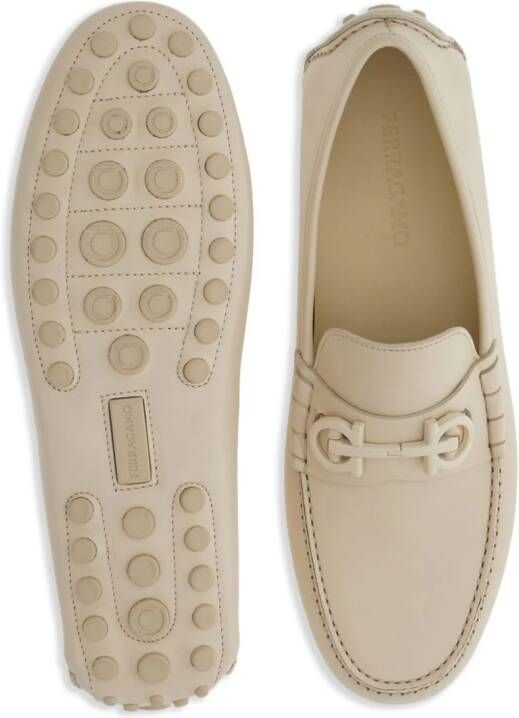 Ferragamo Gancini-plaque leather loafers Neutrals