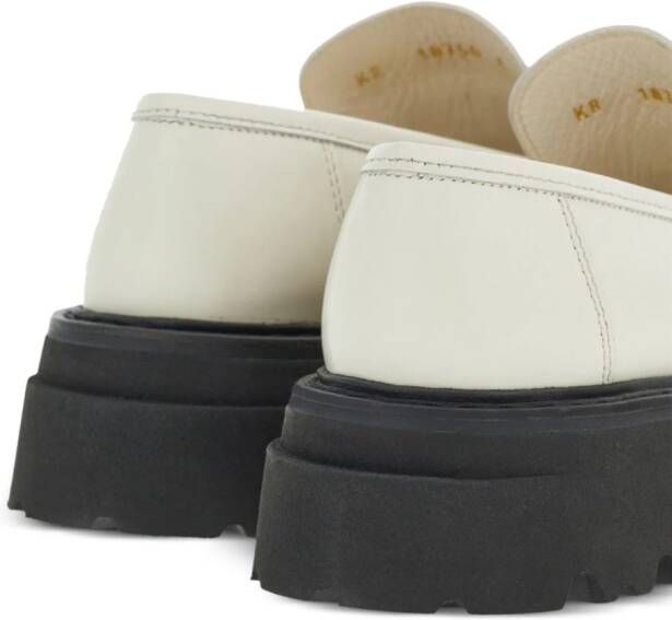 Ferragamo Gancini-plaque leather loafers White