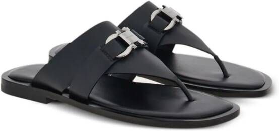 Ferragamo Gancini-plaque leather sandals Black
