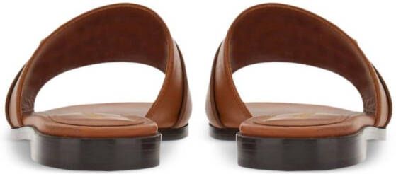 Ferragamo Gancini-plaque leather slides Brown