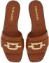 Ferragamo Gancini-plaque leather slides Brown - Thumbnail 4