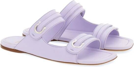 Ferragamo Gancini-plaque leather slides Purple