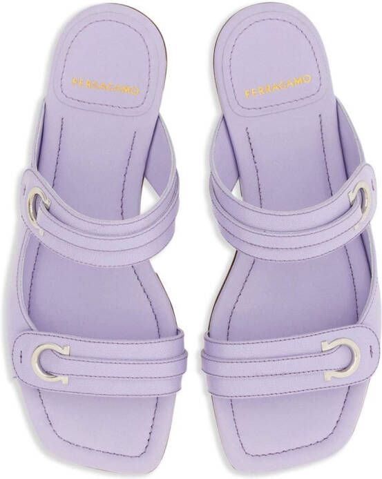 Ferragamo Gancini-plaque leather slides Purple