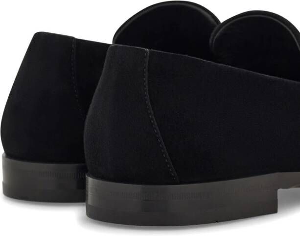 Ferragamo Gancini-plaque suede loafers Black
