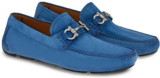 Ferragamo Gancini-plaque suede loafers Blue