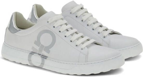 Ferragamo Gancini-print lace-up sneakers White